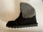 BEARPAW WOMEN'S VIRGINIA PULL ON WINTER SUEDE BOOT sz 6 M BLACK / KNIT 2133W