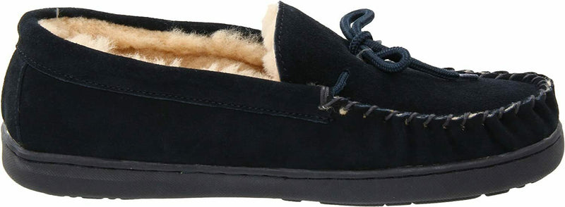 BEARPAW MEN'S MOC II SHEEPSKIN COMFORT MOCCASIN SLIPPERS sz 9.5 M NAVY 1295M