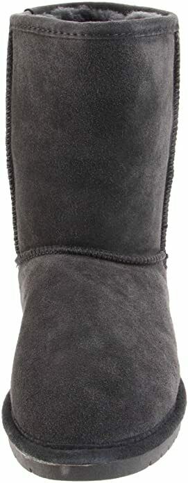 BEARPAW WOMEN'S EMMA SHORT SHEARLING PULL ON WINTER BOOTS sz 6 M CHARCOAL 608W