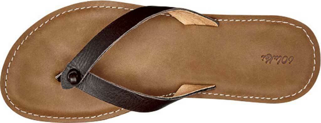 NEW OLUKAI WOMENS NOHIE LEATHER SANDAL FLIP FLOP DARK JAVA/TAN FREE SHIPPING