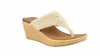 SKECHERS WOMEN'S BEVERLEE FANCY WORK LUXE FOAM WEDGE SANDAL sz 9 NATURAL 38557