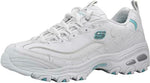 SKECHERS WOMEN'S D'LITES FESH START SNEAKERS sz 9 WHITE / LIGHT BLUE 11931