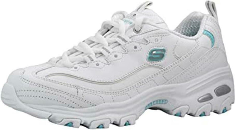 SKECHERS WOMEN'S D'LITES FESH START SNEAKERS sz 9 WHITE / LIGHT BLUE 11931