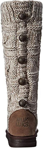 MUK LUKS WOMEN'S JAMIE CROCHETTE FLAT KNIT FASHION BOOTS sz 10 NATURAL 17287-101