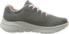 SKECHERS WOMEN'S ARCH FIT INSOLE LACE UP SNEAKERS sz 8.5 GRAY / PINK 149057