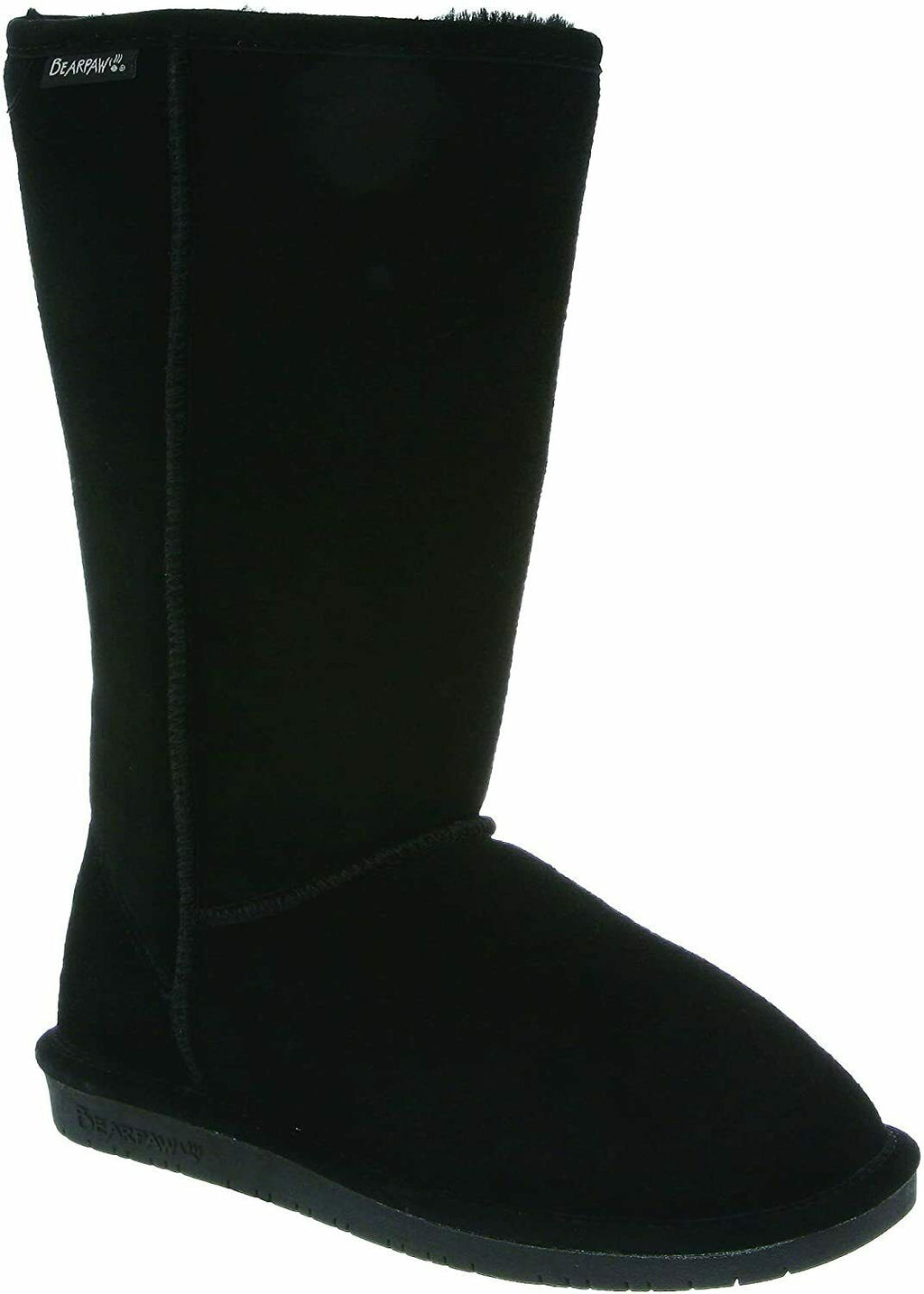 BEARPAW WOMEN'S EMMA TALL SHEEPSKIN FASHION PULL ON WINTER BOOTS 7 M BLACK 612W