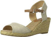 LUCKY BRAND WOMEN'S KYNDRA WEDGE TEXTILE SANDAL 6 M NATURAL PLATINUM LK-KYNDRA