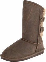 BEARPAW WOMEN'S BOSHIE WINTER KNIT& SUEDE BOOTS 7.5 CHESTNUT DISTRESSED 1669W