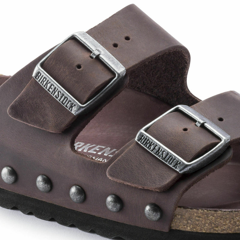 NEW BIRKENSTOCK MEN ARIZONA REGULAR WIDTH SANDAL HABANA LEATHER STUDS 1015451