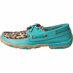 TWISTED X BOOTS WOMEN DRIVING MOCCASIN LEATHER SHOE Turquoise Leopard WDM0058