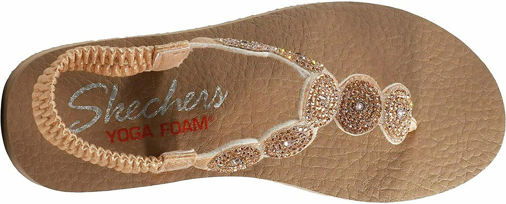 SKECHERS WOMEN'S MEDITATION STARS & SPARKLE FLIP FLOP FLAT sz 8 ROSE GOLD 31755