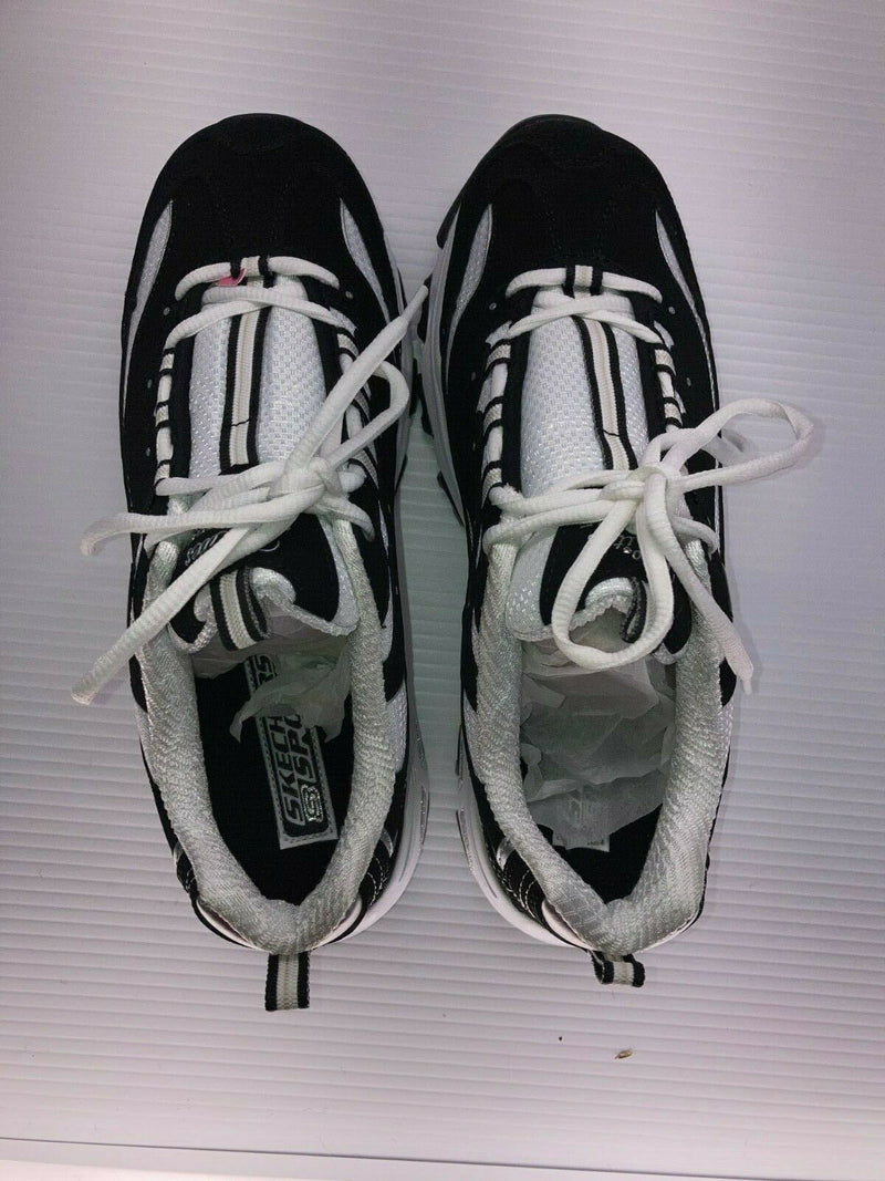 NEW SKECHERS WOMEN'S D'LITES SNEAKERS BLACK WHITE 10 EW FREE SHIP 11422EW