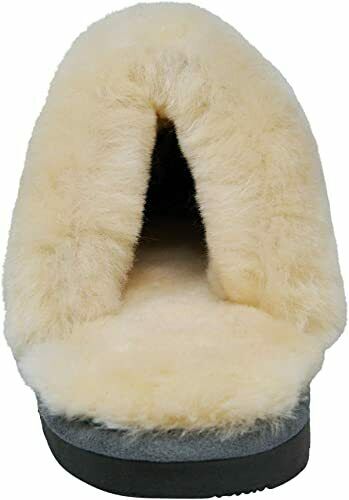 BEARPAW WOMEN'S LOKI II SHEEPSKIN COLLAR SLIDE SLIPPERS sz 6 M GRAY FOG 671W