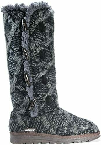 MUK LUKS WOMENS FELICITY KNITTED TALL FAUX FUR WINTER BOOT sz 6 BLACK 16551