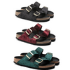 BIRKENSTOCK ARIZONA TEXTILE VELVET SANDALS WOMEN NARROW BLACK GREEN BURGUNDY