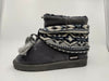 MUK LUKS WOMEN'S SHORT FASHION FLAT SWEATER KNIT WATER RESISTANT BOOT sz 6 GREY