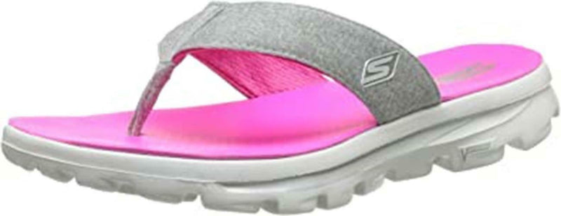 SKECHERS WOMEN'S ON THE GO WALK MOVE SOLSTICE FLIP FLOP sz 8 GRAY / PINK 13632