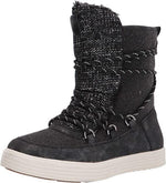 MUK LUKS WOMENS JACEY ANKLE BOOT BLACK WATER REISTANT FAUX SUEDE BLOCK HEEL