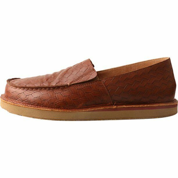 TWISTED X MEN DRIVING MOC CASUAL SHOE WOVEN LEATHER SLIP ON MCL0003 TAWNY BROWN