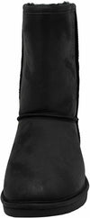 BEARPAW WOMEN EMMA SHORT WIDE SHEEPSKIN WINTER PULL ON BOOT 9.5 BLACK 608W