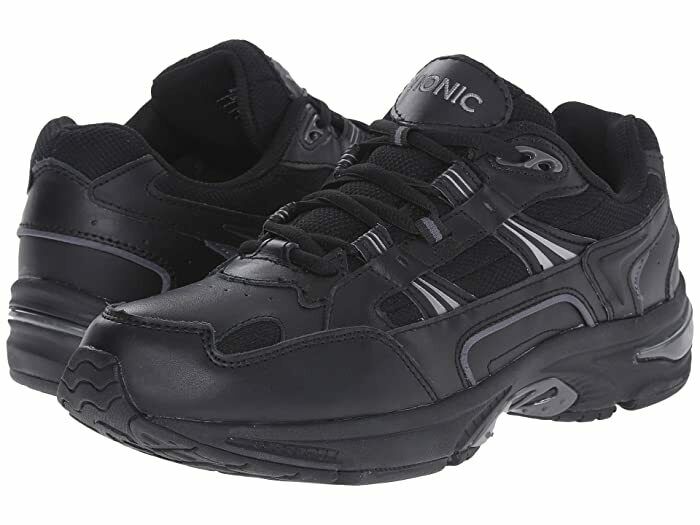 NEW VIONIC MEN WALKER SNEAKER SHOE BLACK ORTHOTIC SUPPORT WATER RESISTANT LEATHE