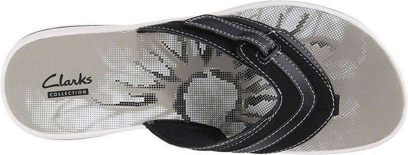 CLARKS WOMEN'S BRINKLEY KEELY SANDAL COMFORT THONG STRAP FLIP FLOP sz 10 BLACK