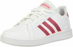 ADIDAS UNISEX CHILD GRAND COURT K TENNIS SHOE sz 2.5 WHITE / PINK / WHITE EG5136