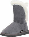 MUK LUKS WOMEN'S CAREY FLAT PULL ON FAUX FUR FASHION BOOTS 10 GREY 1000014 020