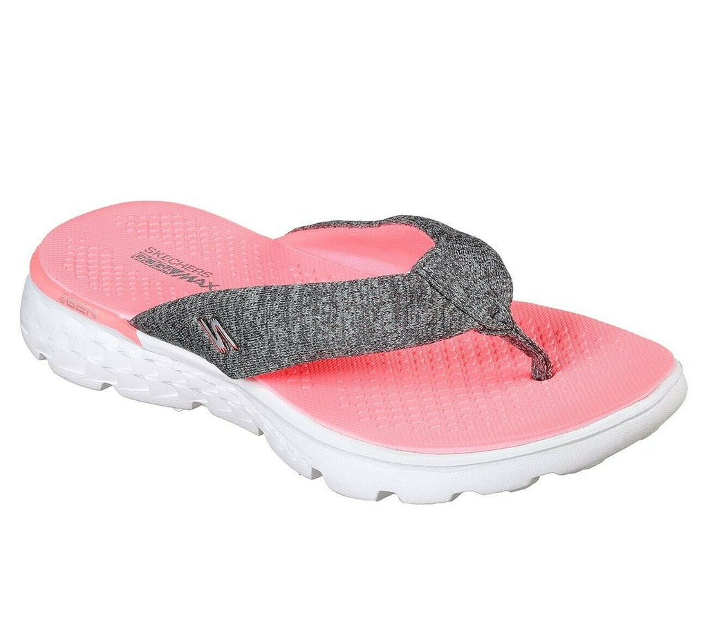 SKECHERS WOMEN'S ON THE GO 400 VIVACITY FLIP FLOP sz 8 CHARCOAL / PINK  14656