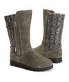 MUK LUKS WOMEN'S STACY MID CALF FLAT WATER RESISTANT WINTER BOOT 8 OLIVE 16966