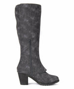 MUK LUKS WOMEN'S LACY TALL ZIP UP BLOCK HEEL WINTER BOOTS sz 8 GREY 16989 021