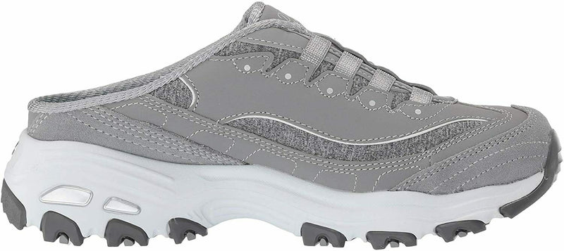 SKECHERS WOMEN'S D'LITES RESILIENT SLIP ON MULE sz 6.5 W GRAY / WHITE 11940W