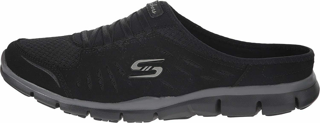 SKECHERS SPORT WOMEN'S NO LIMITS SLIP-ON MULE SNEAKERS sz 7 Wide BLACK 22852W