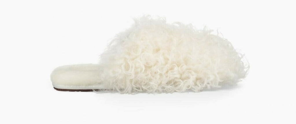 NEW UGG FLUFF MOMMA MONGOLIAN CLOG SLIPPER WOMENS WHITE BLACK FREE SHIP