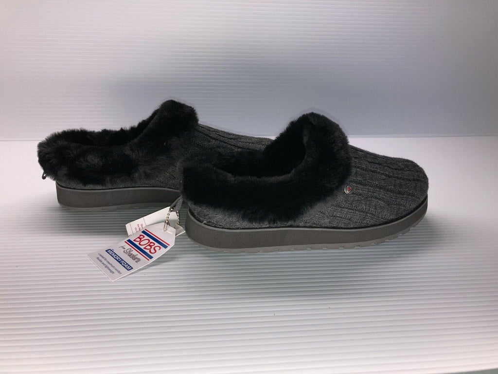 NEW SKECHERS WOMEN BOBS KEEPSAKES ICE ANGEL MULE SLIPPER CLOG 8 CHARCOAL 31204