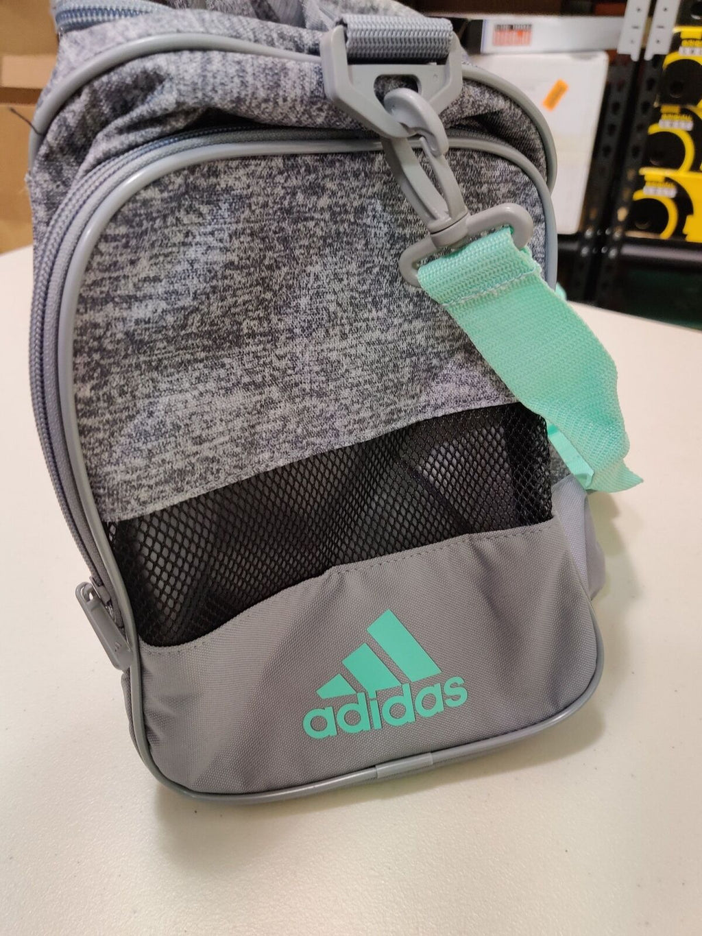 ADIDAS SMALL DUFFEL CLASSIC CARRY ON GYM BAG GREY JERSEY GREEN WHITE FREE SHIPP