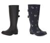 CHOOKA WOMENS VERSA TALL RAIN BOOT WIDE-CALF NAVY BLACK ADJUSTABLE WATERPROOF