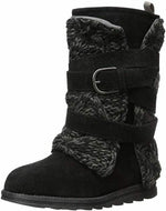 MUK LUKS WOMEN'S NIKKI BELT WRAPPED FAUX SUEDE WINTER BOOT sz 7 BLACK 17088-002