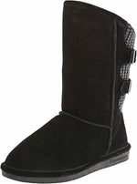 BEARPAW WOMEN'S BOSHIE KNIT & SUEDE WINTER SNOW BOOTS sz 11 M BLACK KNIT 1669W