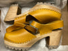 NEW MIA WOMEN'S ABBA CLOG SANDALS MUSTARD LEATHER sz 9 FREE SHIP 48099196