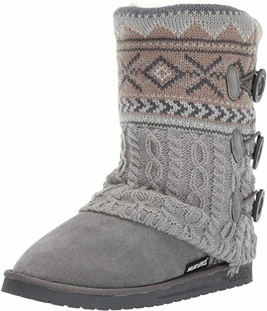 MUK LUKS WOMEN'S CHERYL FLAT SWEATER KNIT FASHION BOOT 8, 11 GREY NEUTRAL16760