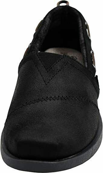 SKECHERS WOMEN'S BOBS CHILL LUXE BUTTONED UP FLAT sz 8 BLACK / CHARCOAL 33731