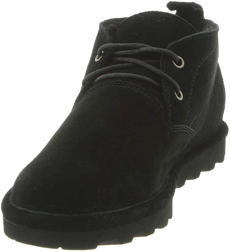 BEARPAW MENS SPENCER SHEEPSKIN LACE UP CASUAL SUEDE BOOTS sz 10 M BLACK II 2055M