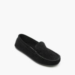 NEW MINNETONKA SOPHIA WOMENS LOAFER MOCCASIN SHOE BLACK GREY DRIVER MOC SUEDE