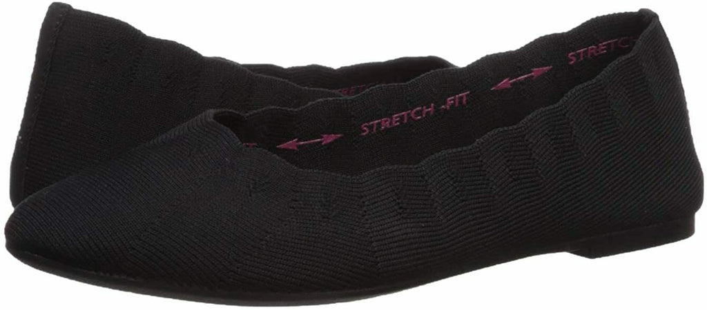 SKECHERS WOMEN'S CLEO BEWITCH FASHION KNITS BALLET FLATS SHOE sz 8 BLACK 48885