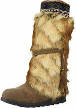 MUK LUKS WOMEN'S LEELA KNEE HIGH BOHEMIAN WINTER BOOT sz 7 W DARK BROWN 16346201