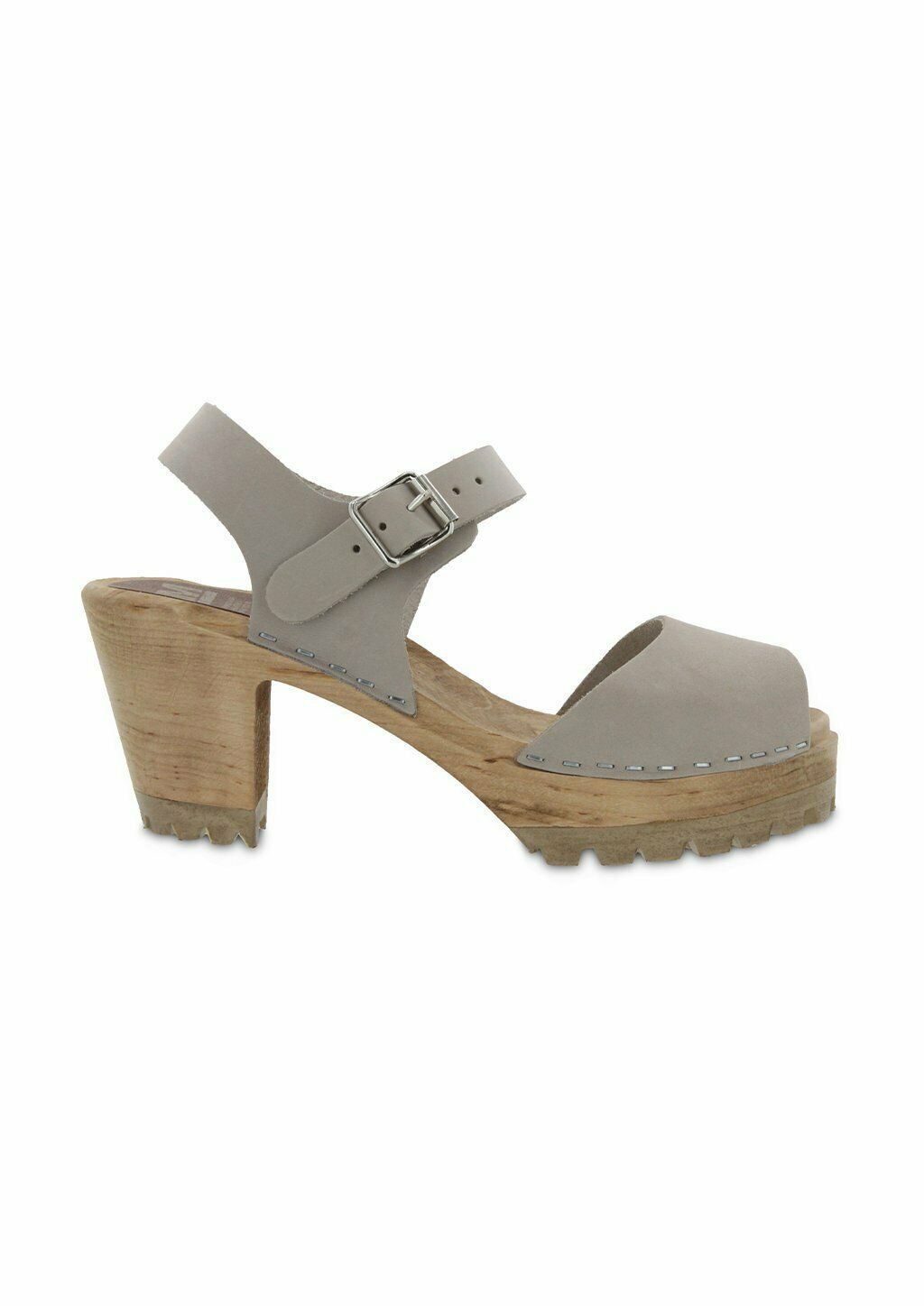 MIA WOMEN'S GRETA WOODEN CLOG MULE LEATHER PLATFORM SANDALS sz 10 M TAUPE SW359T