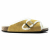 BIRKENSTOCK WOMENS AROSA OCHRE SUEDE SHEARLING SANDAL SLIPPER SLIDE 1017659