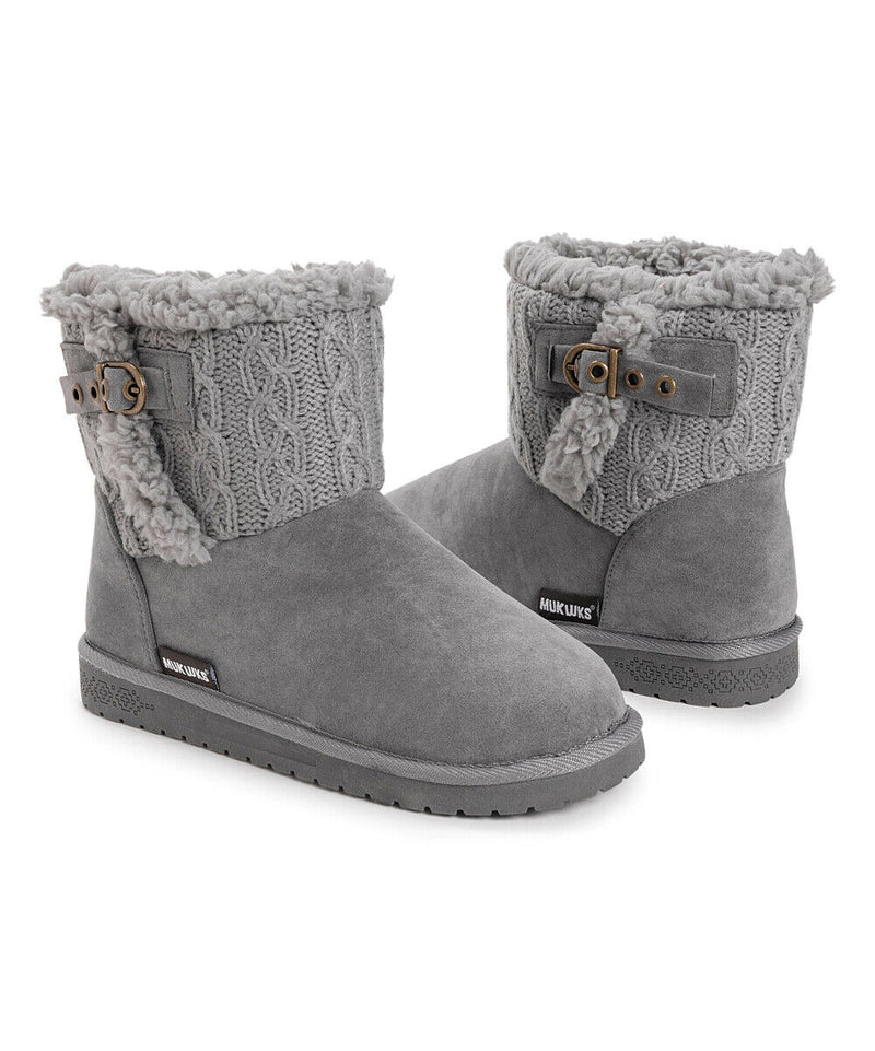 MUK LUKS WOMEN'S ALEXA KNIT FLAT ANKLE CASUAL BOOT sz 10 CINDER 1000084 035