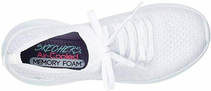 SKECHERS WOMEN ULTRA FLEX STATEMENTS SNEAKER COMFORT WALK 8.5 WHITE SILVER 12841